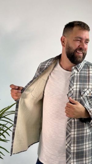 SOBRECAMISA BORREGUITO CUADROS MODA HOMBRE SURTRANSA GRIS 59.99